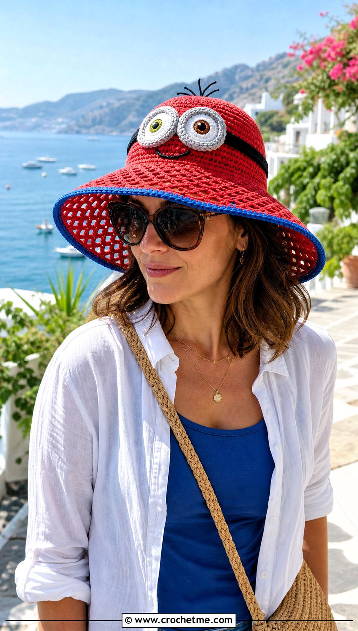 Minion Crochet Sun Hat With Linen Set - 15 Minion Crochet Hat outfit ideas
