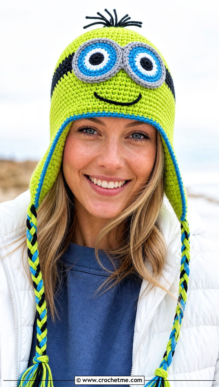 Minion Crochet Trapper Hat With Athleisure Set - 15 Minion Crochet Hat outfit ideas