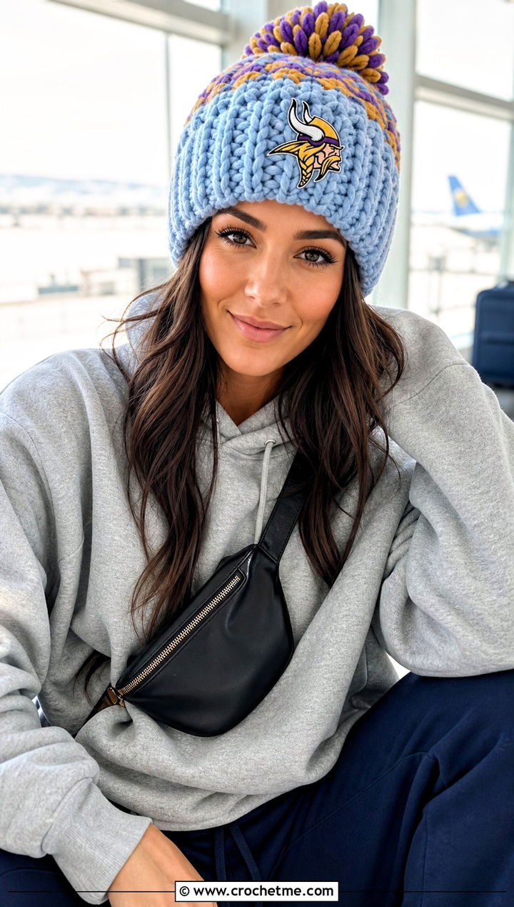 Minnesota Vikings Chunky Beanie With Hoodie And Joggers - 25 crochet minnesota vikings hat outfit ideas