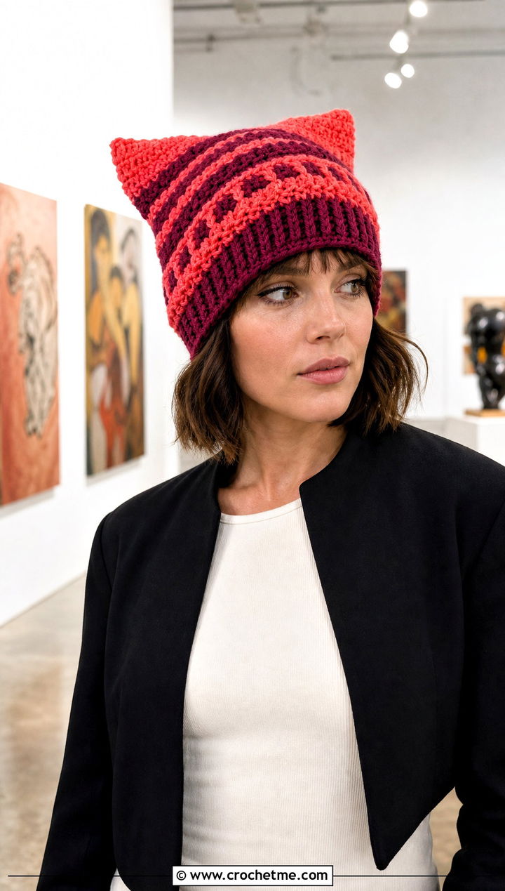 Mixed Stitch Clancy Crochet Beanie With Cropped Jacket And Column Skirt - 30 clancy beanie crochet outfit ideas