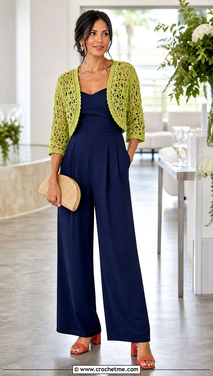 Moana Crochet Bolero With A Tailored Jumpsuit - 35 crochet moana outfit ideas