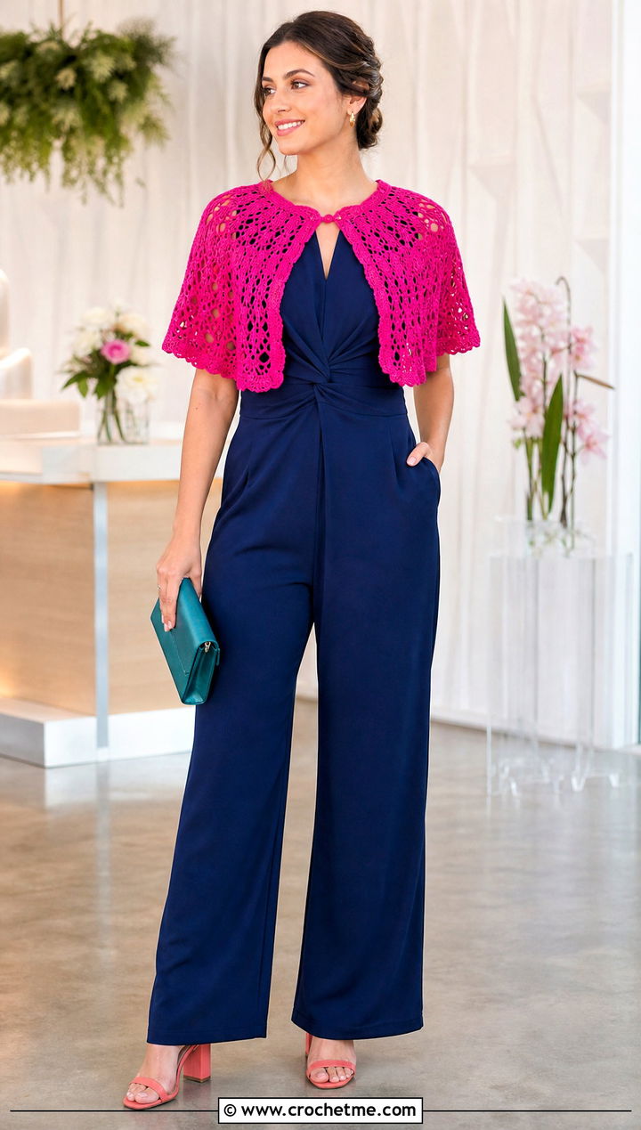 Moana Crochet Capelet With Tailored Jumpsuit - 35 crochet moana outfit ideas