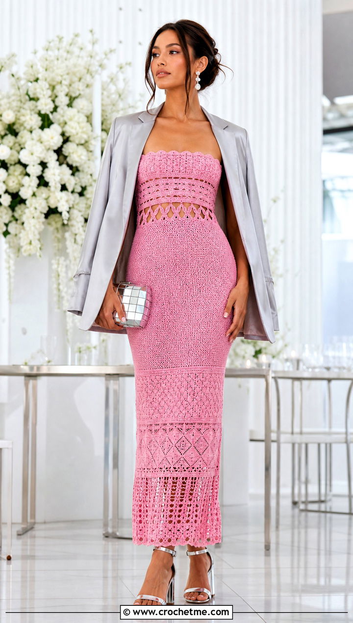 Moana Crochet Dress With Satin Blazer And Heels - 25 Moana Crochet Dress outfit ideas