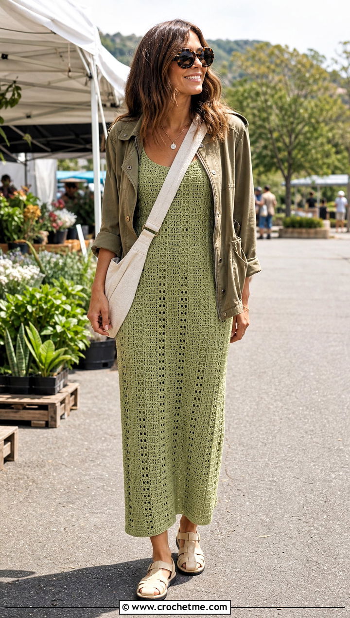 Moana Crochet Dress With Utility Jacket And Sandals - 25 Moana Crochet Dress outfit ideas