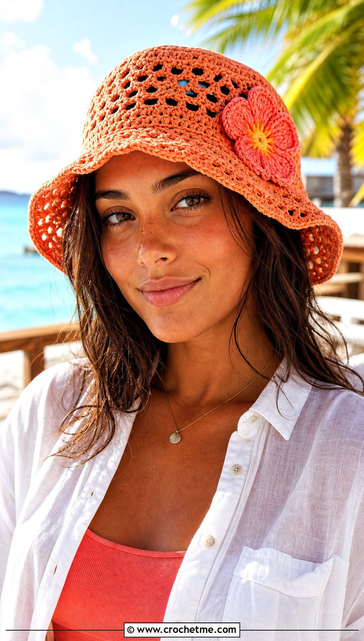 Moana Flower Bucket Hat With Linen Set - 30 disney crochet hat outfit ideas