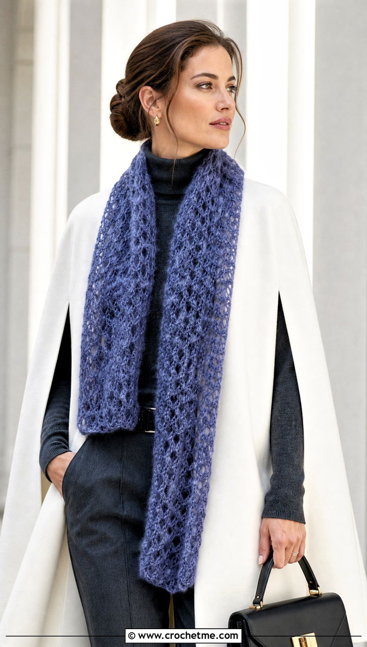 Mohair Look Crochet Winter Scarf With Cape Coat - 35 crochet winter scarf outfit ideas