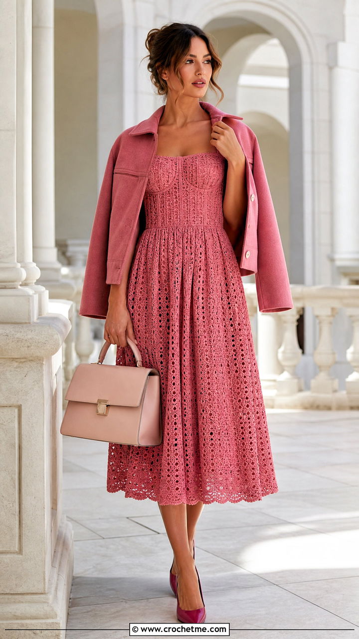 Monochrome Crochet Princess Dress With Matching Accessories - 35 crochet princess dress outfit ideas
