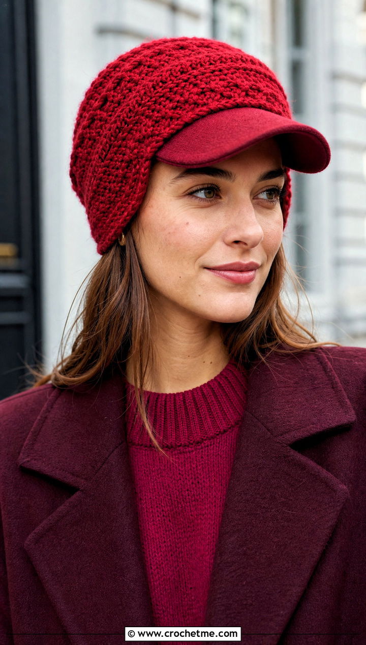 Monochrome Textured Baseball Cap Ear Warmer With Matching Separates - 20 crochet baseball cap ear warmer outfit ideas