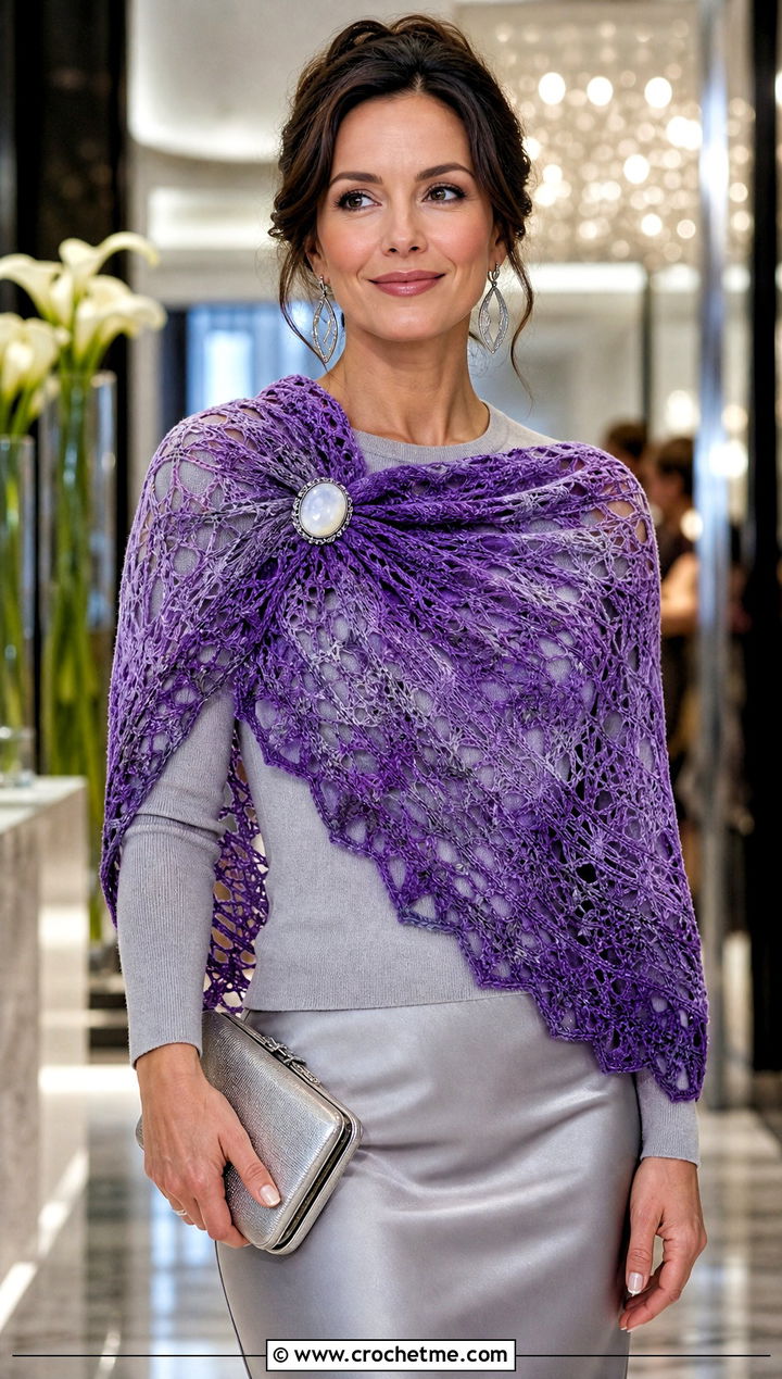 Moonstone Tide Crochet Shawl With Satin Skirt And Knit Top - 15 kristin omdahl crochet shawl outfit ideas