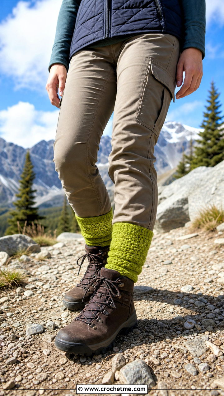 Moss Stitch Boot Crochet Wool Socks With Cargo Pants - 30 Crochet Wool Socks outfit ideas