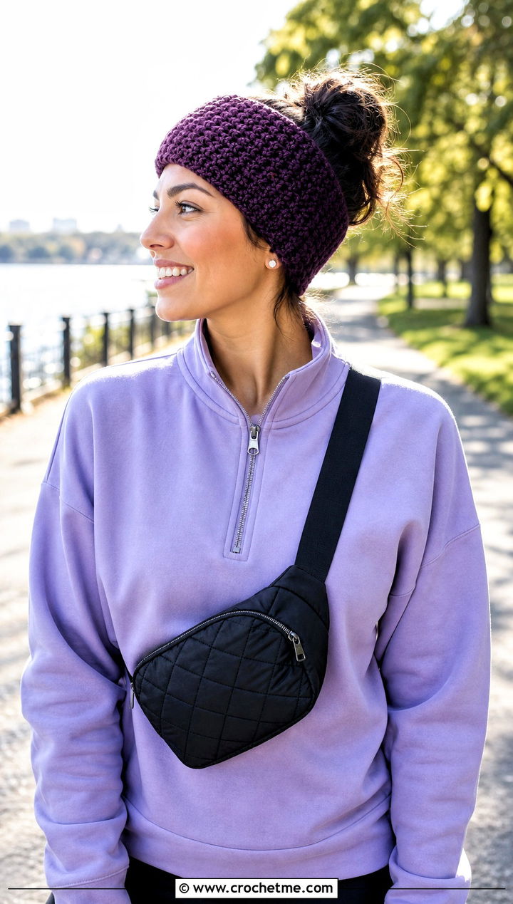 Moss Stitch Bulky Yarn Crochet Ear Warmer With Leggings - 20 Bulky Yarn Crochet Ear Warmer outfit ideas