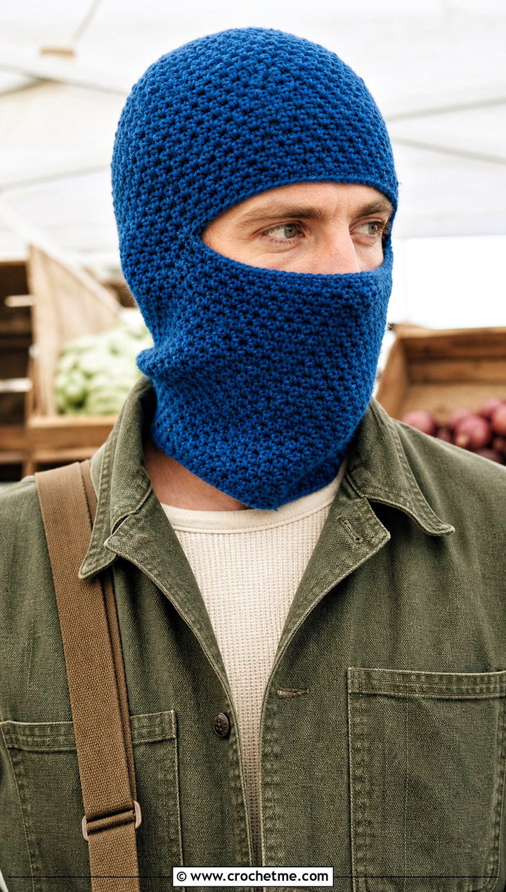 Moss Stitch Crochet Balaclava With Chore Coat - 30 crochet balaclava for men outfit ideas