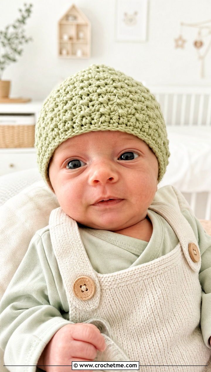 Moss Stitch Preemie Crochet Beanie With Knit Overalls - 25 premie crochet hat outfit ideas