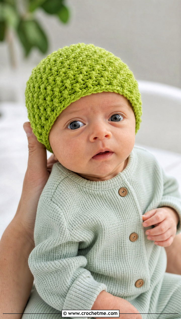 Moss Stitch Preemie Hat With Waffle Knit Romper - 30 crochet premie hats outfit ideas
