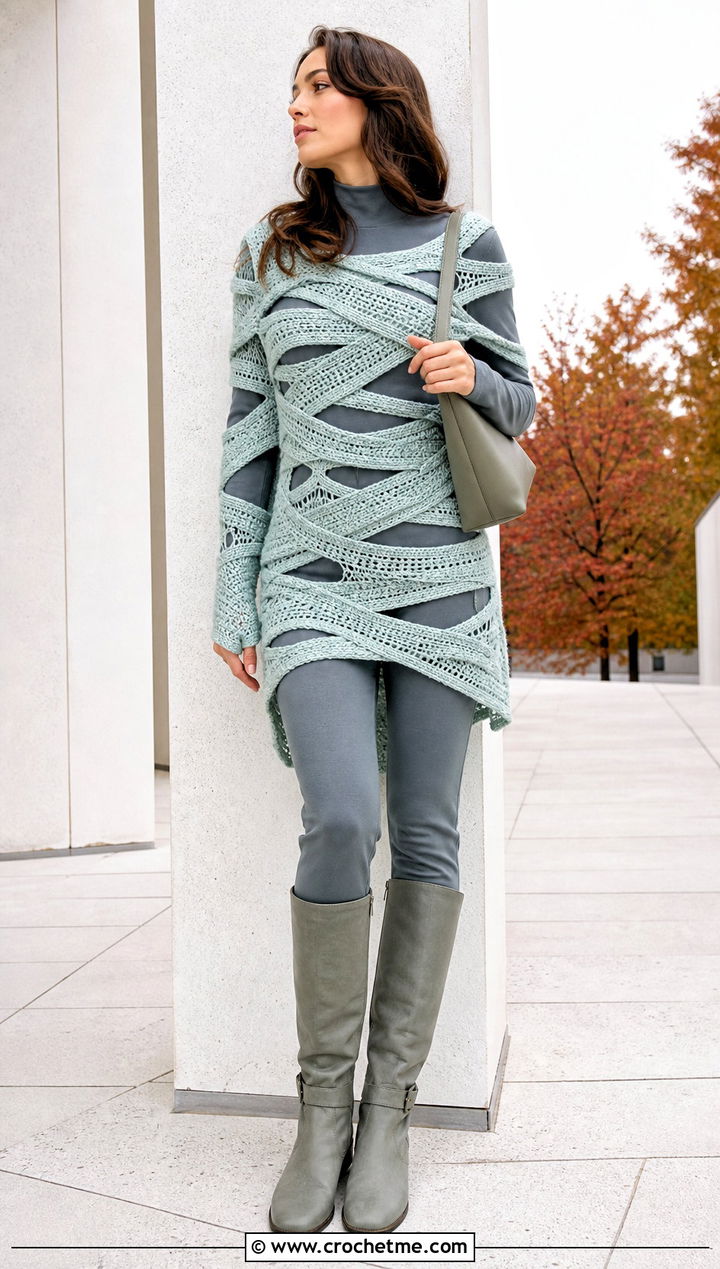 Mummy Wrap Crochet Tunic Outfit - 25 Crochet Halloween Clothes and outfit ideas
