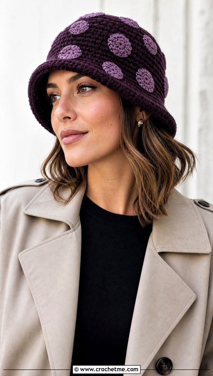Mushroom Cloche Crochet Hat With Trench Coat - 25 mushroom crochet hat outfit ideas