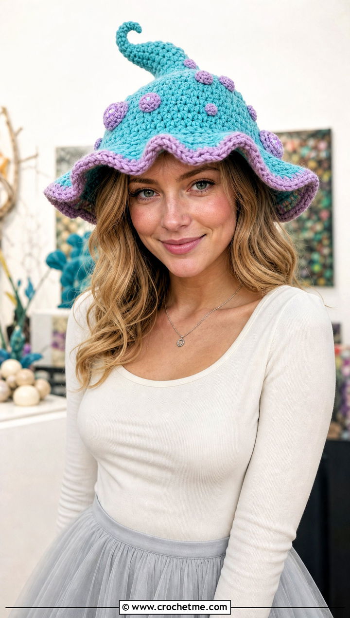 Mushroom Fairy Crochet Cap With Tulle Skirt - 20 Mushroom Crochet Cap outfit ideas
