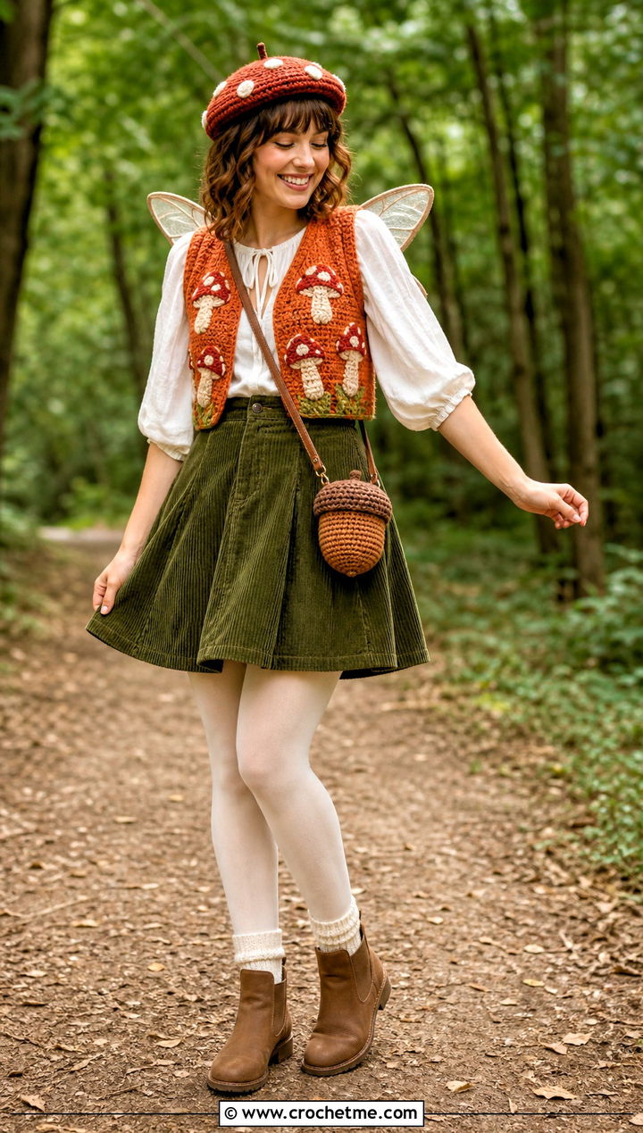 Mushroom Vest Crochet Fairy Costume - 35 crochet fairy costume outfit ideas