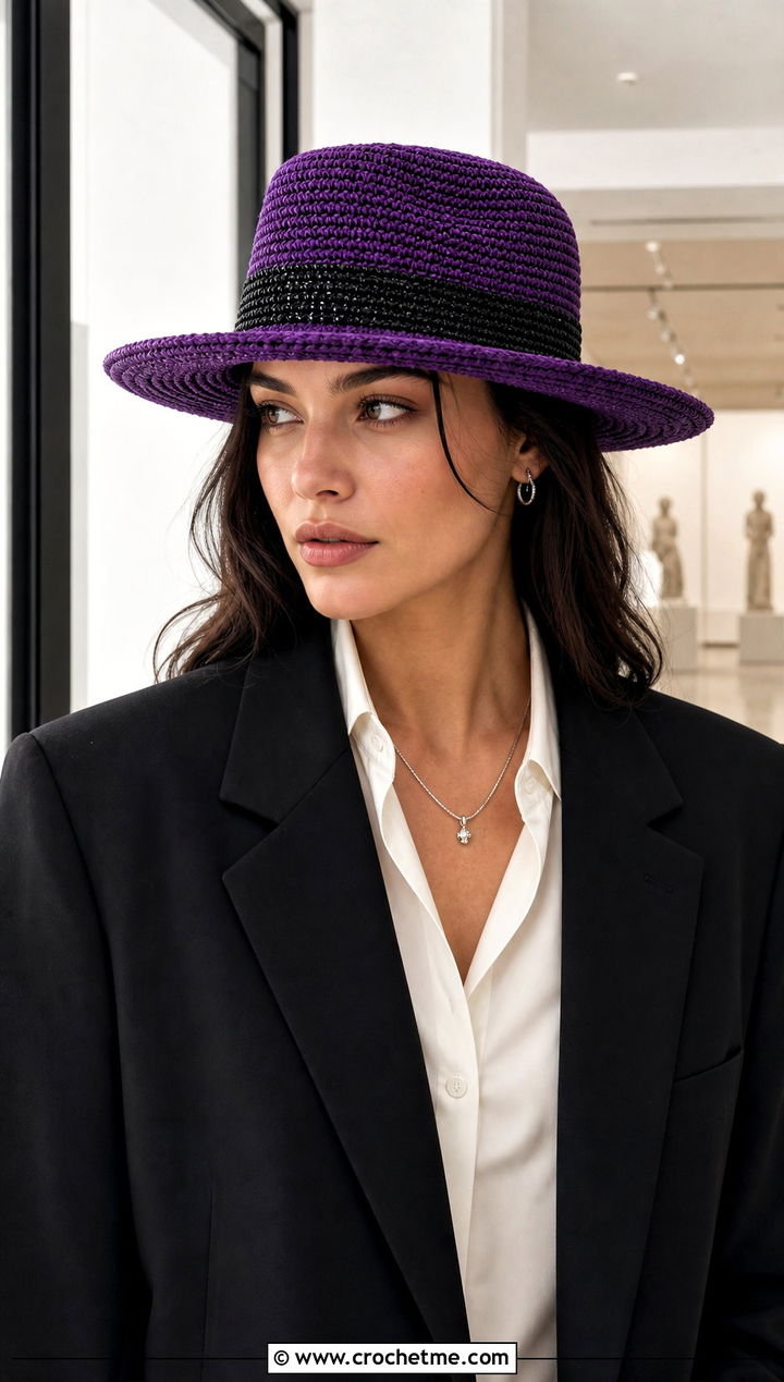 Muzan Crochet Fedora With Tailored Suit - 25 Demon Slayer Crochet Hat outfit ideas