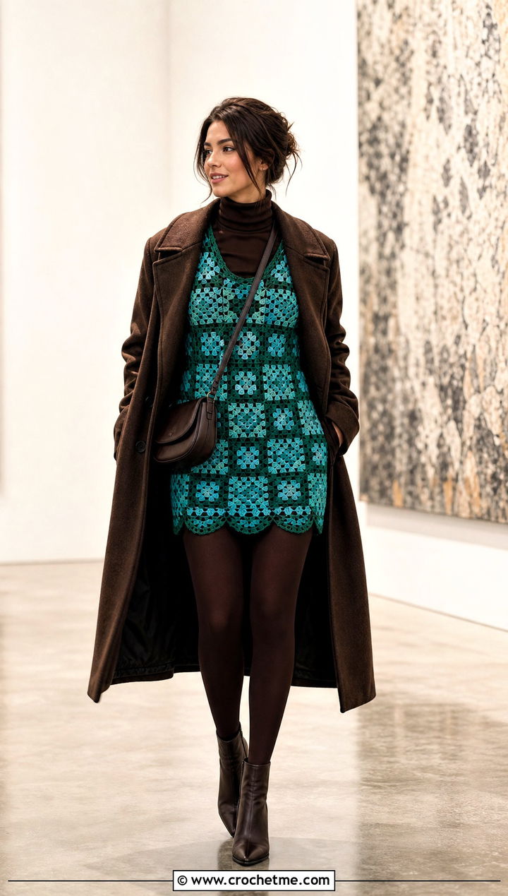 Myra Crochet Mini Dress With Turtleneck And Boots - 15 Myra Crochet Mini Dress outfit ideas