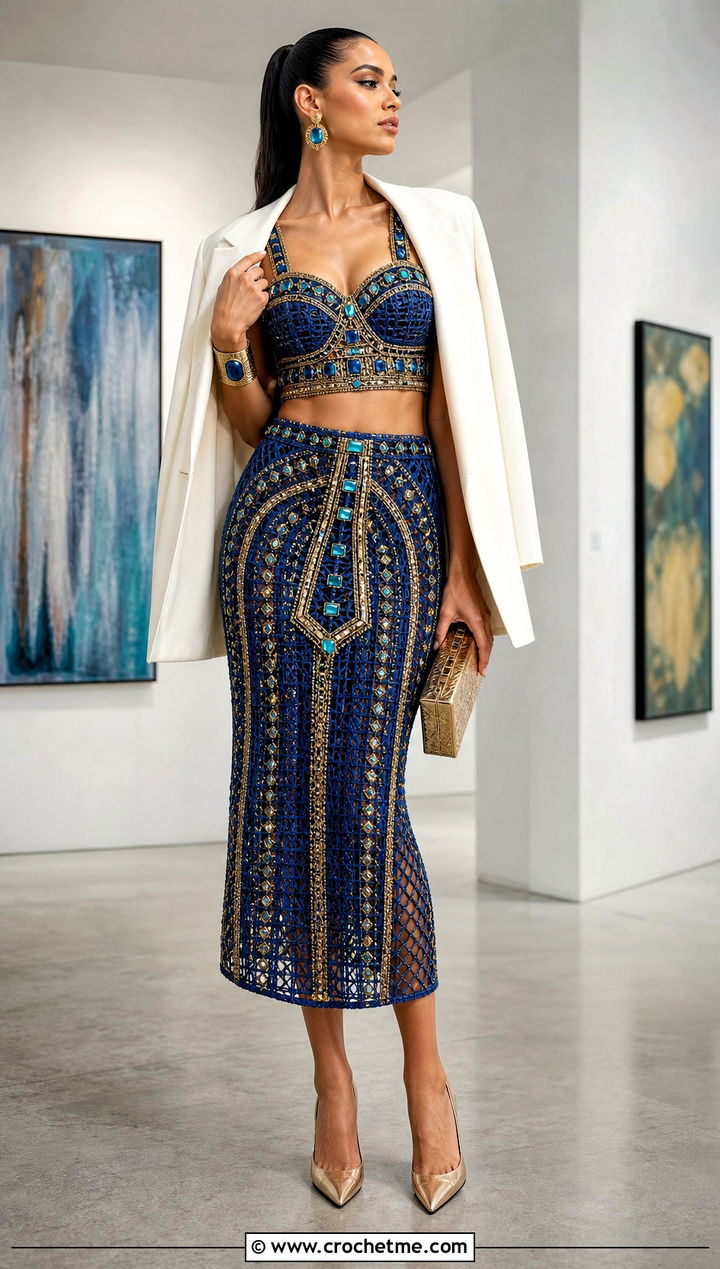 Nefera De Nile Jeweled Crochet Co Ord With Blazer - 30 monster high crochet clothes and outfit ideas