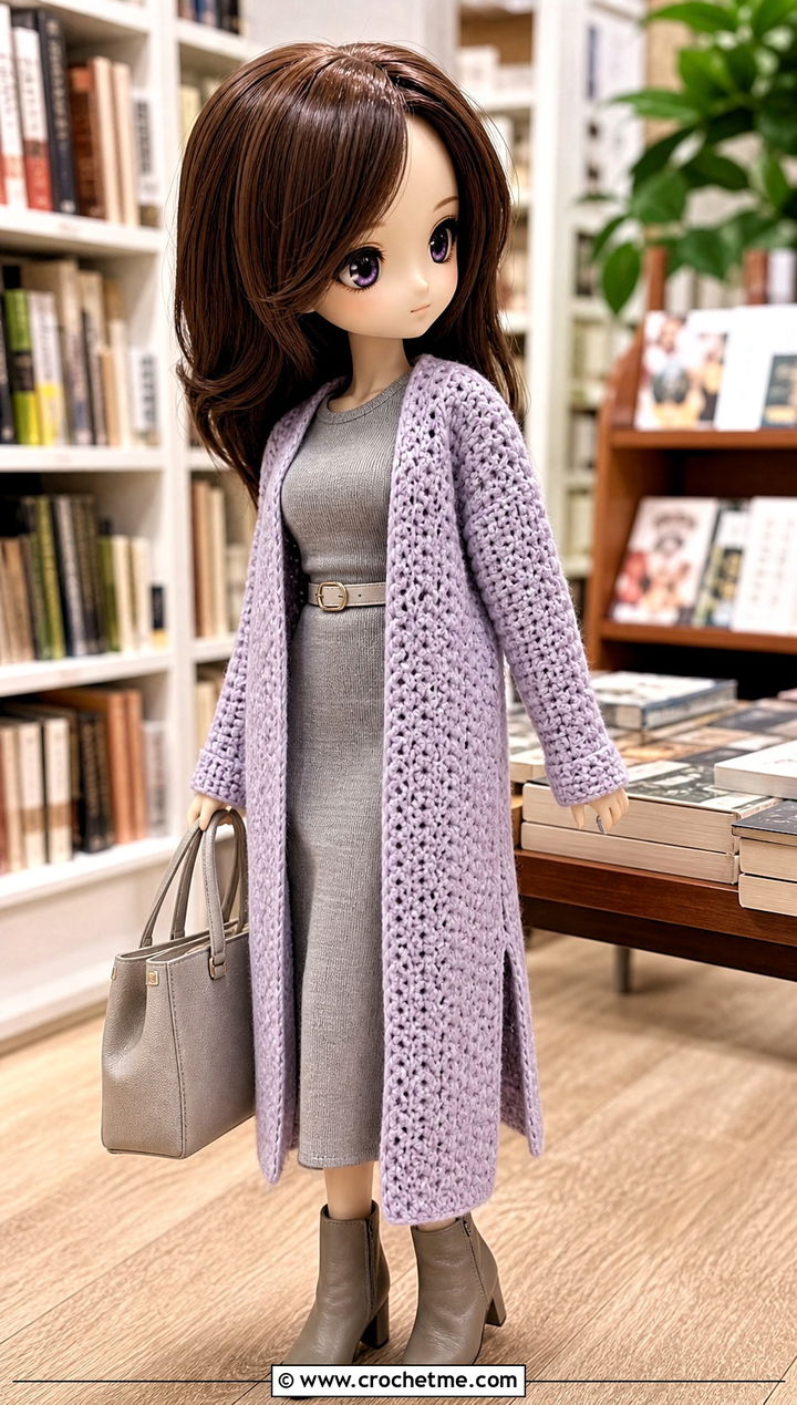 Nendoroid Crochet Duster Cardigan With Midi Dress - 15 Nendoroid Crochet Clothes and outfit ideas