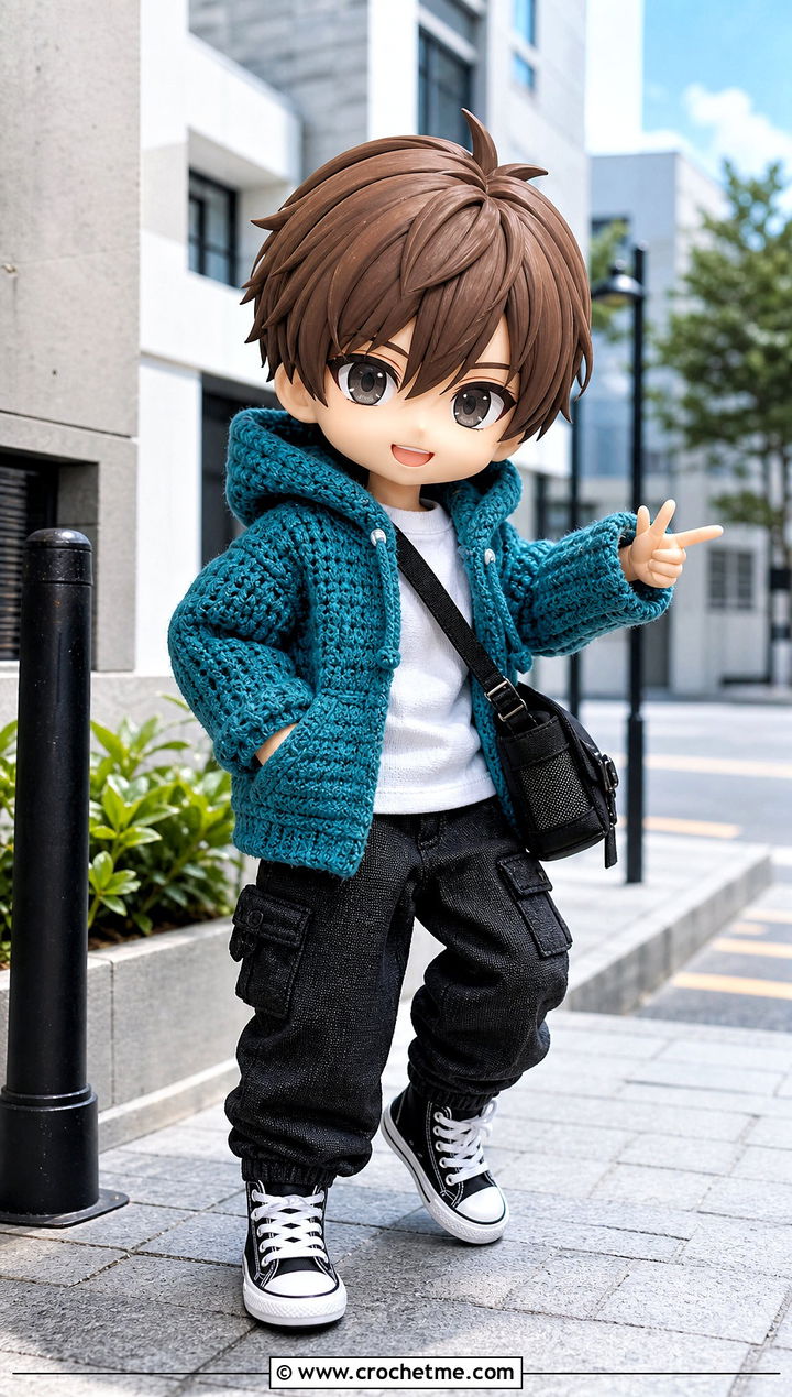 Nendoroid Crochet Hoodie With Cargo Pants - 15 Nendoroid Crochet Clothes and outfit ideas