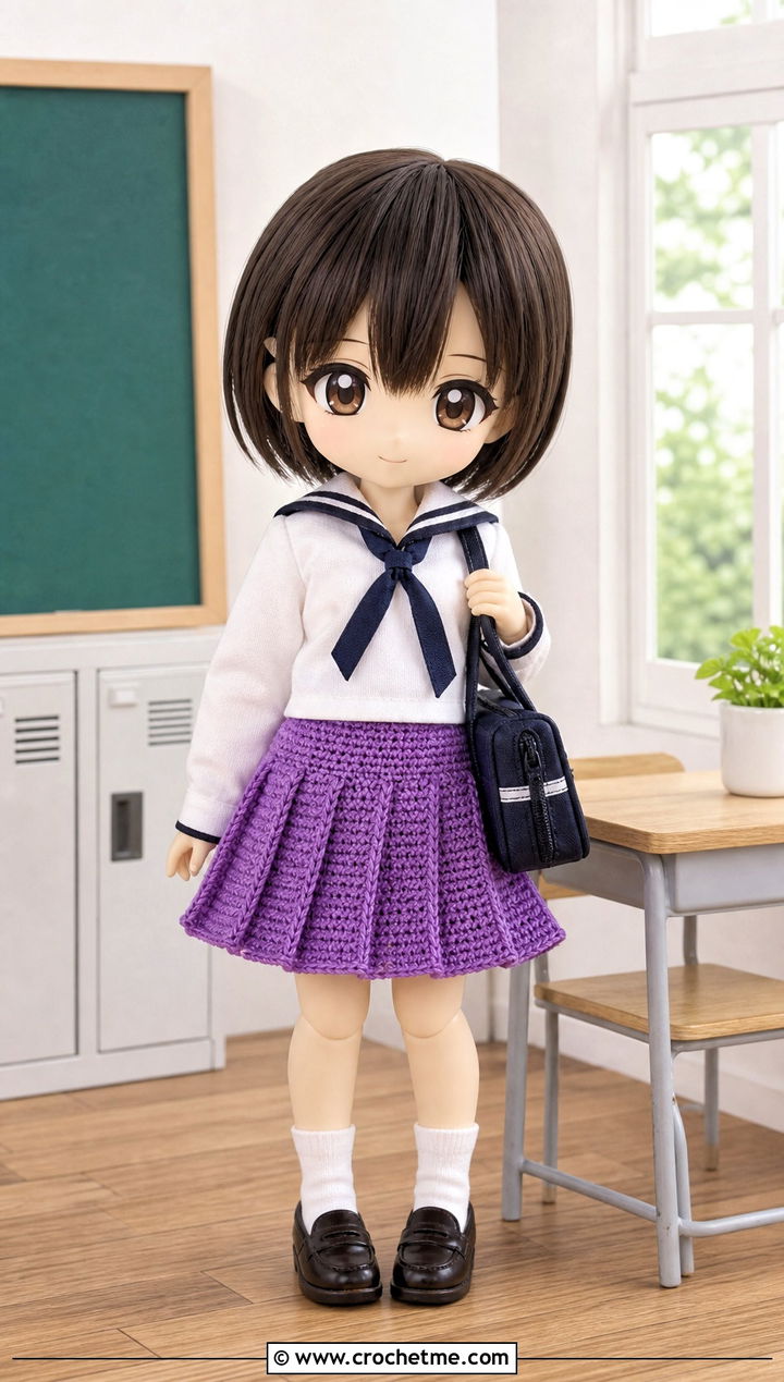 Nendoroid Crochet Pleated Skirt With Sailor Blouse - 15 Nendoroid Crochet Clothes and outfit ideas