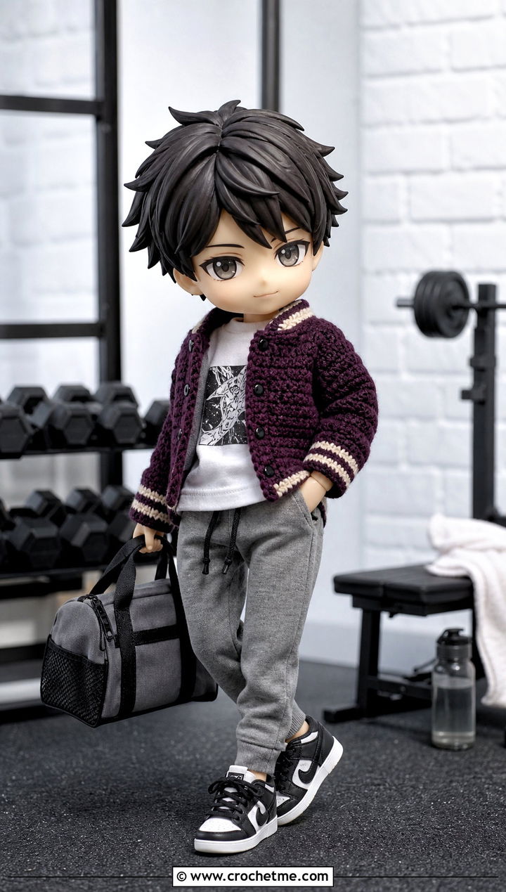 Nendoroid Crochet Varsity Jacket With Joggers - 15 Nendoroid Crochet Clothes and outfit ideas
