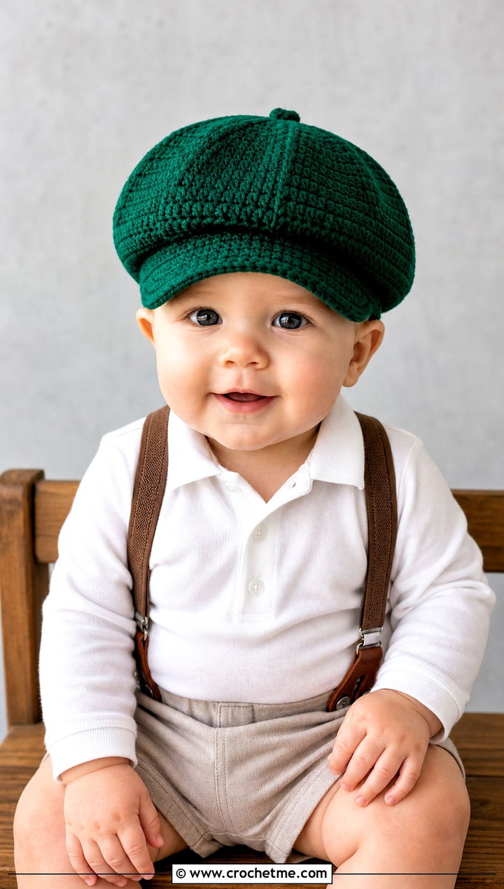 Newsboy Photo Prop Crochet Hat With Suspenders - 15 Photo Prop Crochet Hat outfit ideas