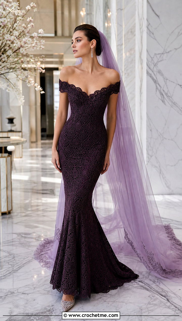 Off Shoulder Crochet Mermaid Wedding Dress - 15 Elegant Crochet Wedding Dress outfit ideas