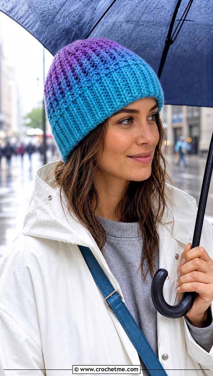 Ombre Hour Crochet Hat With Raincoat - 15 1.5 Hour Crochet Hat outfit ideas