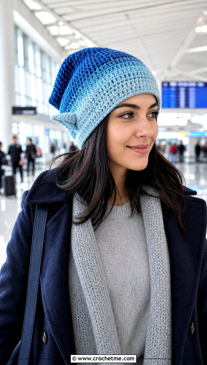 Ombre Dobby Crochet Beanie With Monochrome Knit Set - 25 dobby crochet hat outfit ideas