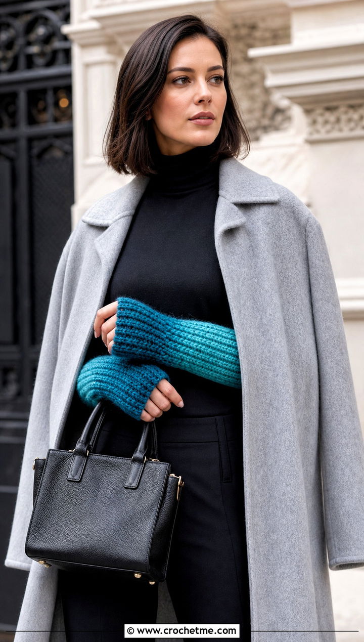 Ombre Fingerless Gloves With Cape Coat - 25 Crochet Fingerless Gloves Bulky Yarn outfit ideas