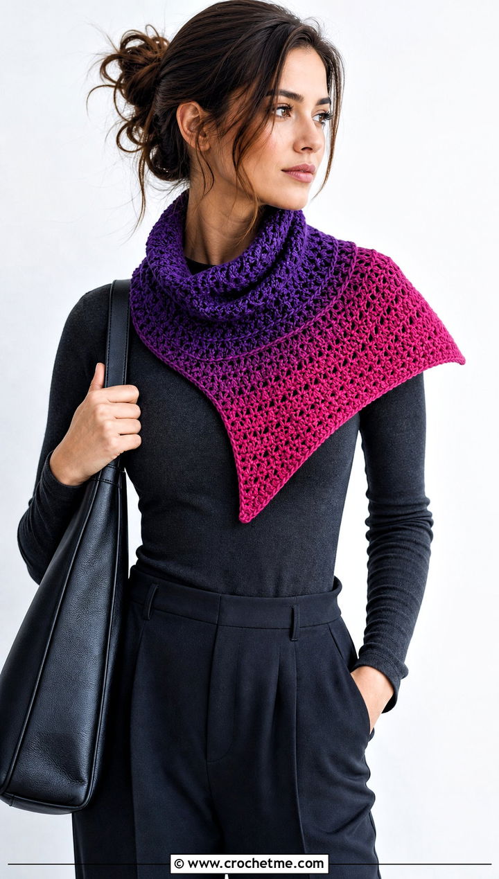 Ombre Huntress Crochet Cowl With Monochrome Outfit - 15 huntress crochet cowl outfit ideas
