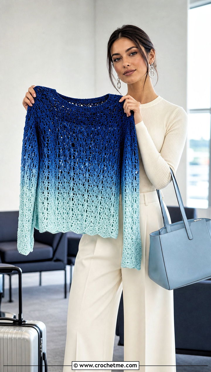 Ombre Mason Jar Sweater With Monochrome Outfit - 20 Crochet Mason Jar Sweater outfit ideas