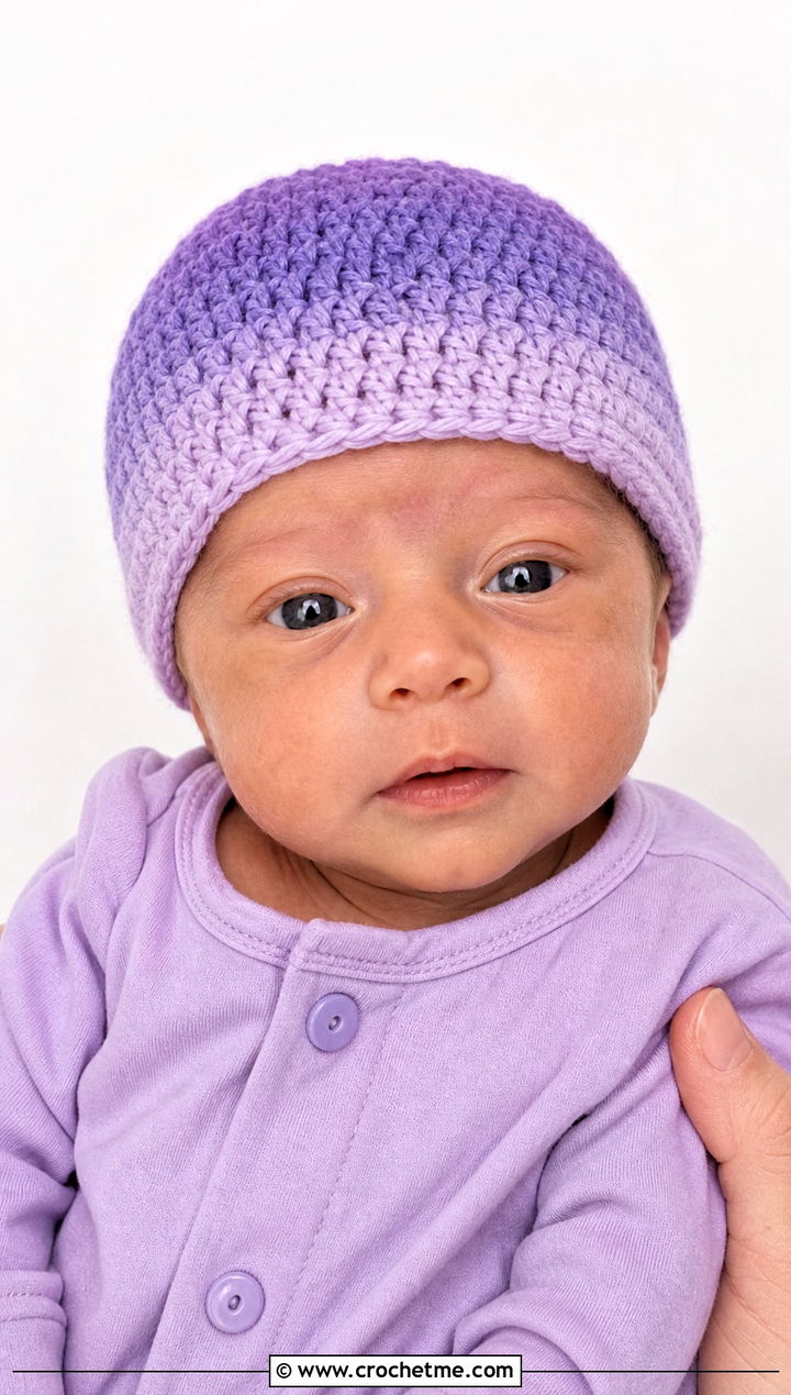 Ombre Preemie Hat With Monochrome Jumpsuit - 30 crochet premie hats outfit ideas
