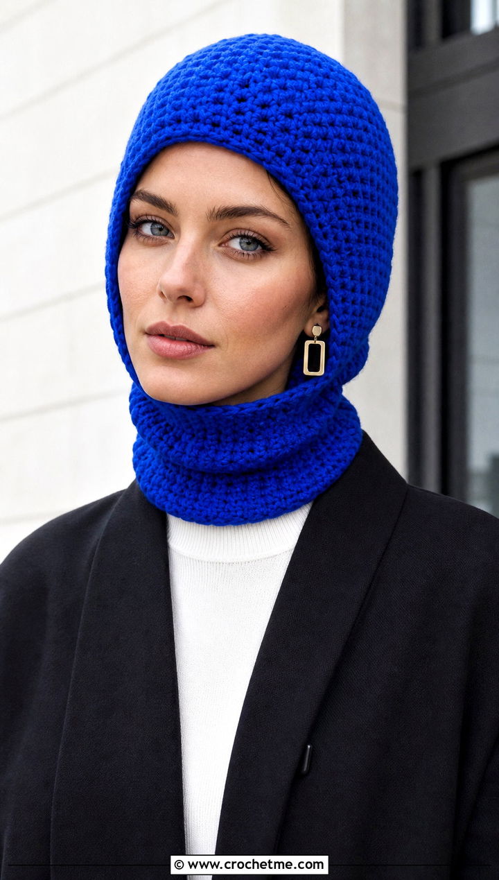 One Hour Crochet Balaclava Hat With Minimalist Coat - 25 One Hour Crochet Hat outfit ideas