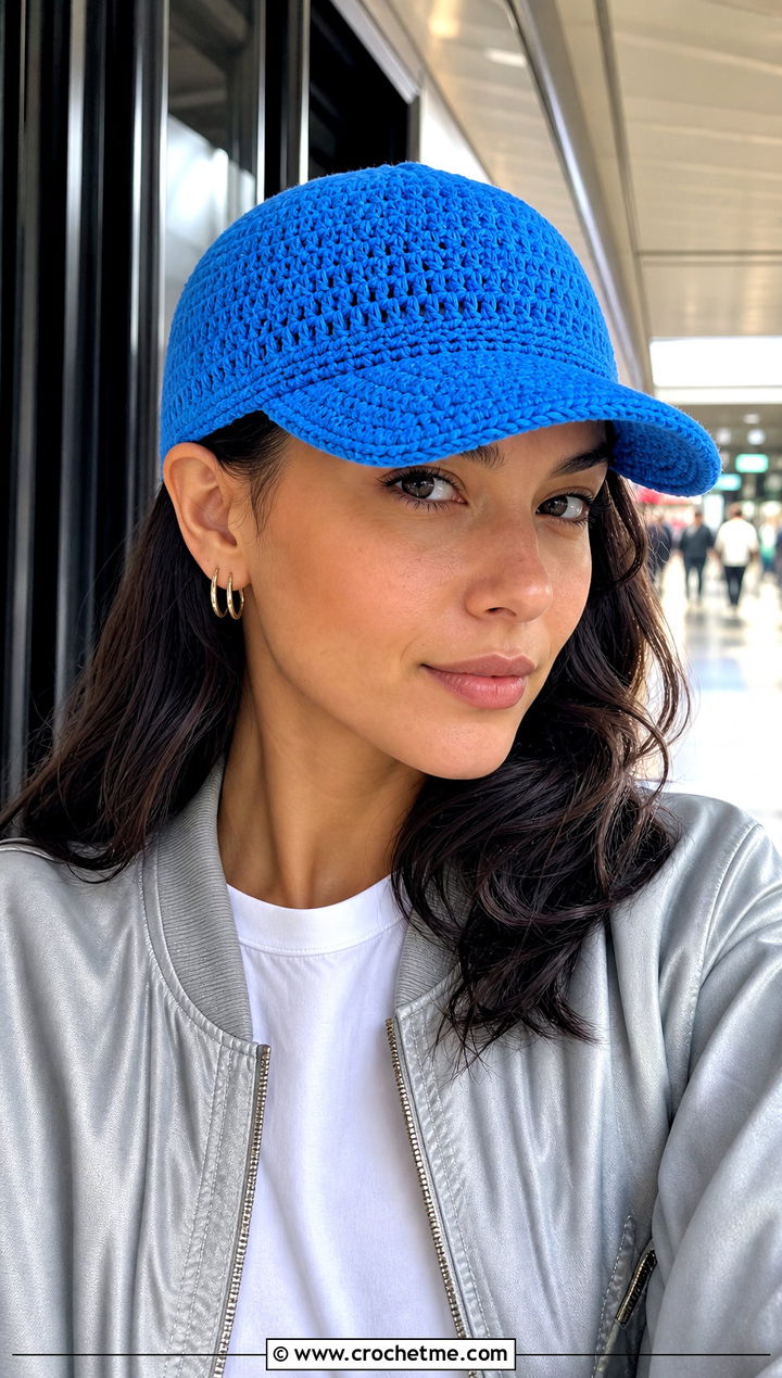 One Hour Crochet Baseball Cap With Bomber Jacket - 25 One Hour Crochet Hat outfit ideas