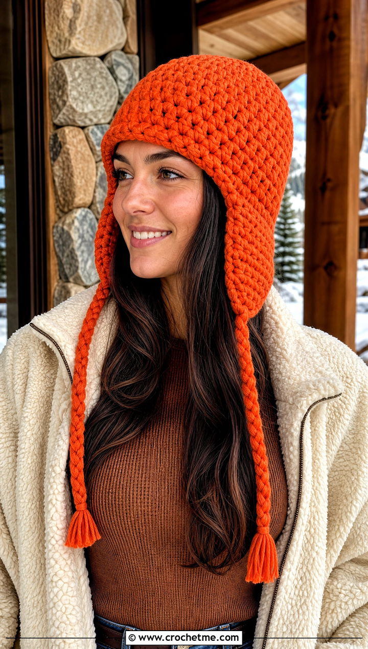 One Hour Crochet Earflap Hat With Shearling Jacket - 25 One Hour Crochet Hat outfit ideas