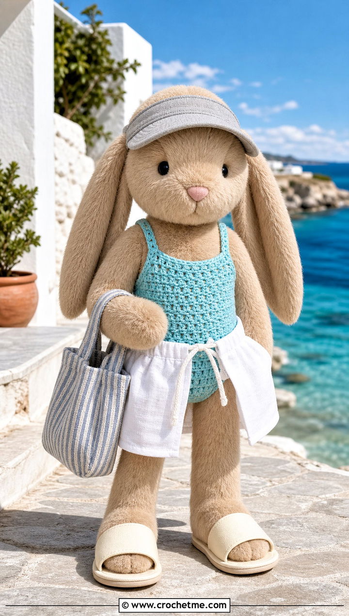 One Piece Crochet Swimsuit With Beach Shorts - 35 crochet jellycat clothes and outfit ideas