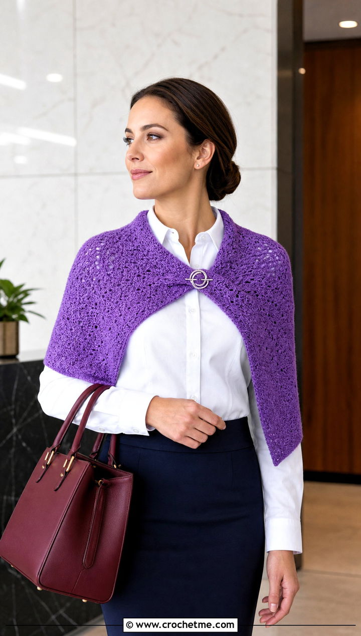 One Skein Rectangular Shawlette With Pencil Skirt - 30 one skein crochet shawl outfit ideas