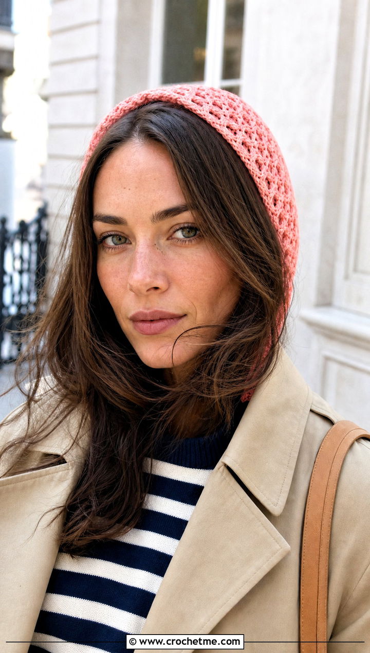 Open Face Pink Crochet Balaclava With Trench Coat - 25 Pink Crochet Balaclava outfit ideas