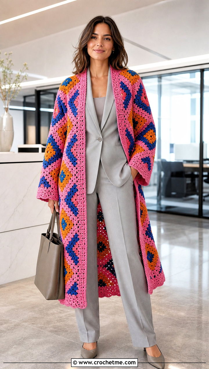 Open Front Howl Crochet Coat With Matching Suit - 25 howl crochet coat outfit ideas