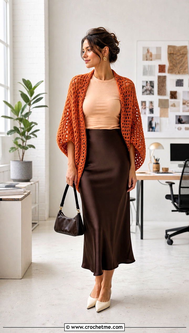 Open Stitch Crochet Cocoon Shrug With Slip Skirt - 30 crochet cocoon shrug outfit ideas