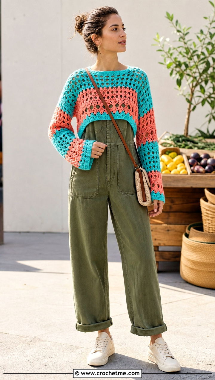 Open Stitch Tom Daley Crochet Sweater Over A Utility Jumpsuit - 25 tom daley crochet sweater outfit ideas