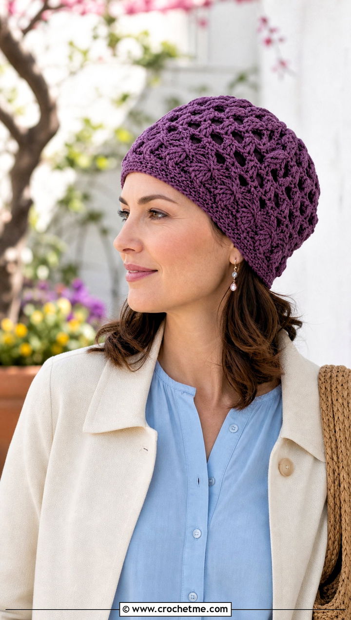 Openwork Cable Crochet Hat With Wide Leg Jeans - 25 Cable Knit Crochet Hat outfit ideas
