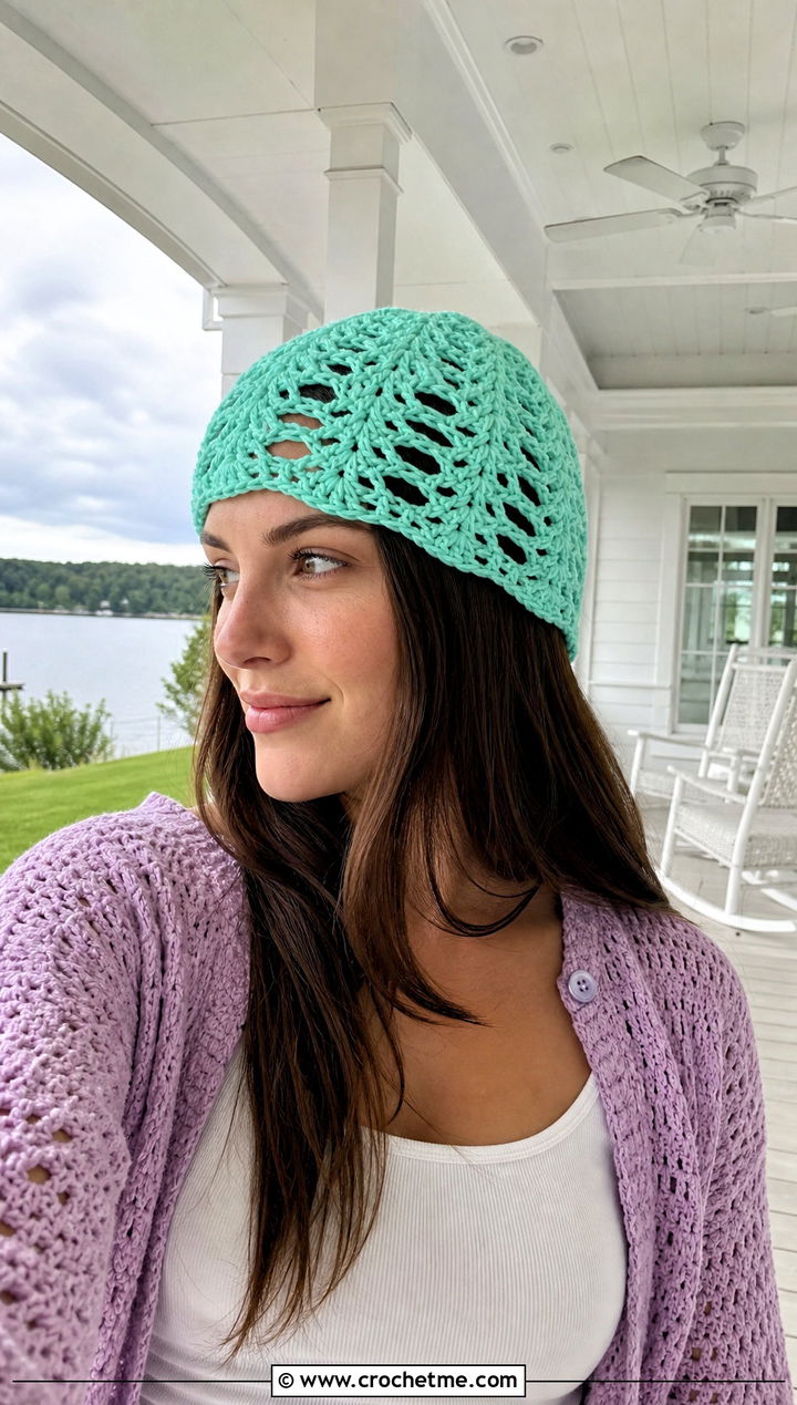 Openwork Crochet Beanie With Wide Leg Pants - 25 lakeside crochet beanie outfit ideas