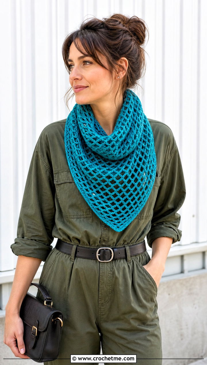 Openwork Huntress Crochet Cowl With Utility Jumpsuit - 15 huntress crochet cowl outfit ideas