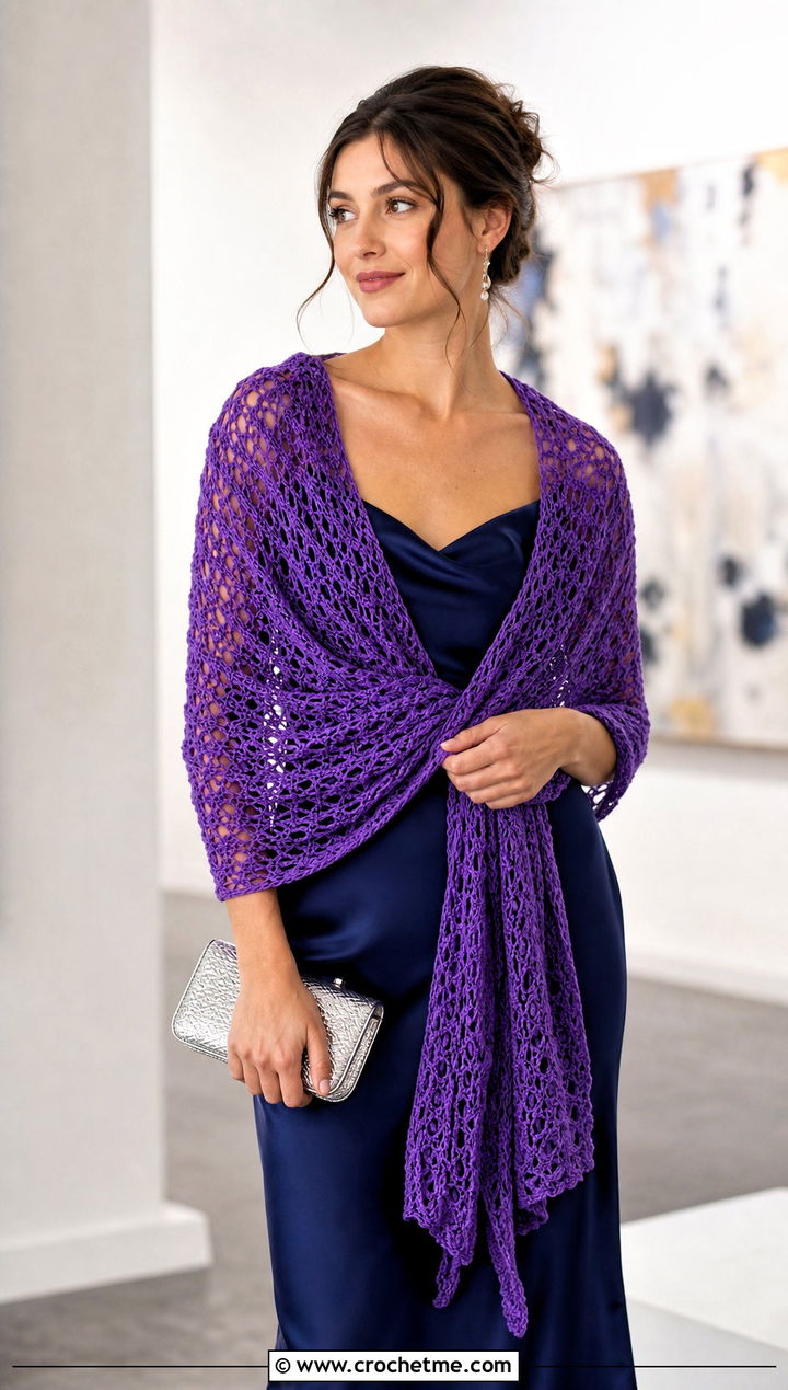 Openwork Mesh Wrap Me Up Crochet Sweater Scarf With Slip Dress - 15 Wrap Me Up Crochet Sweater Scarf outfit ideas